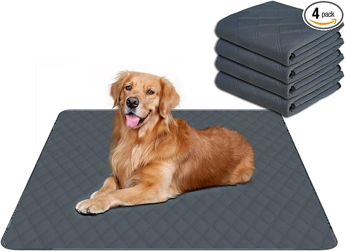 RIOUSSI Washable Pee Pads for Dogs, Reusable, Absorbent, Leakproof, Non Slip Pet Puppy Pads for Potty Training. Dark Gray, 31x36 Inch(4pack)