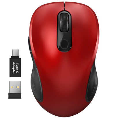 WisFox 2.4G Wireless Mouse for Laptop, Ergonomic Computer Mouse with USB Receiver and 3 Adjustable Levels, 6 Button Wireless Mice for Windows Mac PC Notebook (Grey)