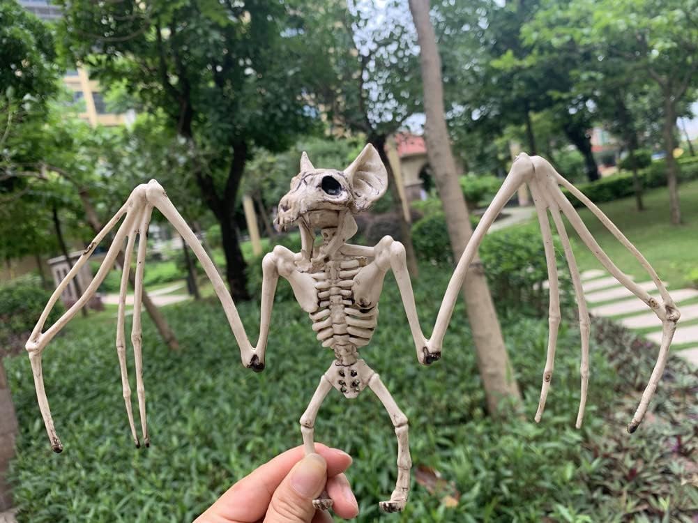 Aweilan Halloween Animal Skeleton,Horrible Bat Skeleton Simulation Model Vivid Bat Bone for Yard Garden Lawn Patio Halloween Party Favors Decor (4)