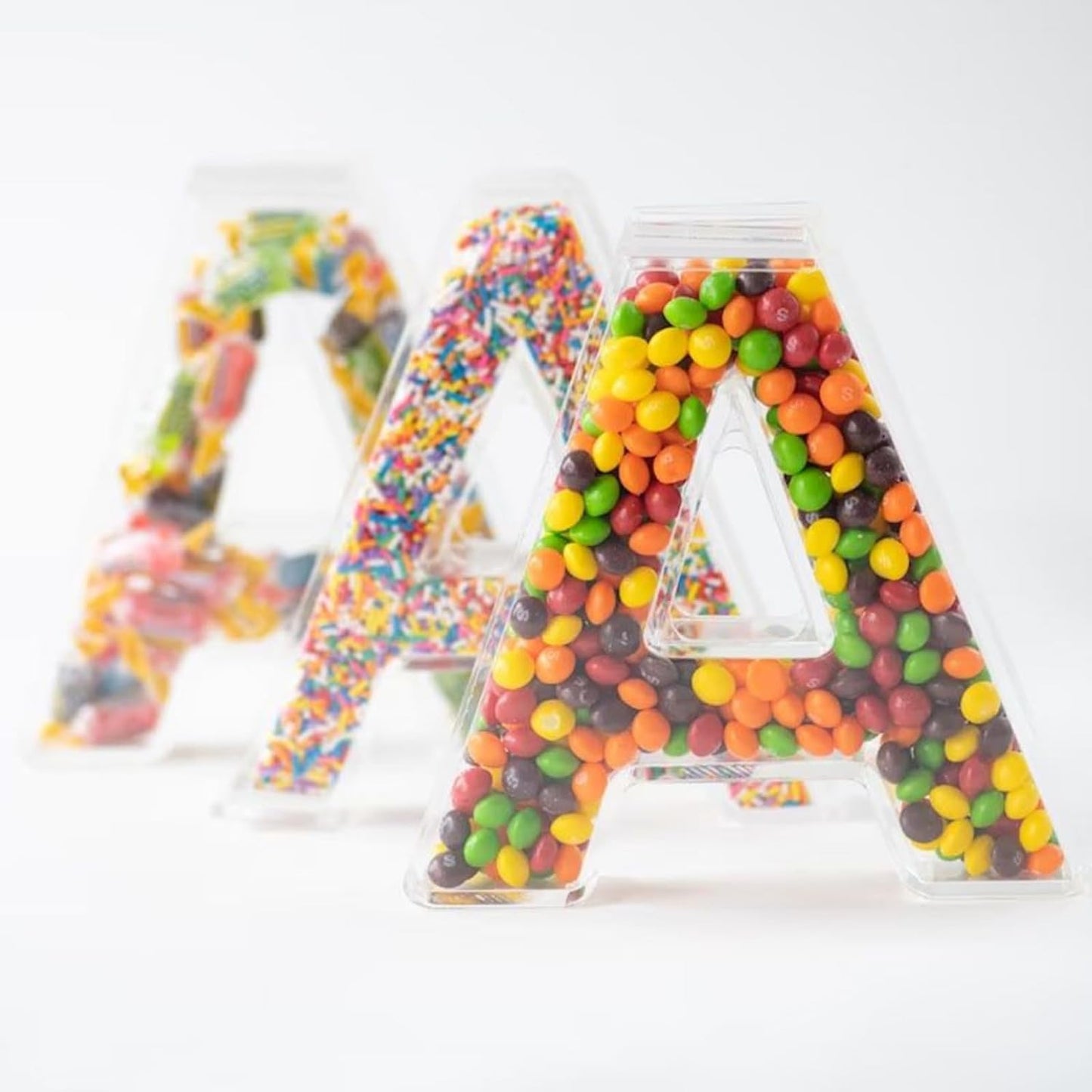 OAEUQ 10-Inch Magnetic Alphabet Candy Jar Refillable Fillable Letters For Candy Tray Reusable Lidded Candy Jar Candy Buffet Container Set (D, 1)