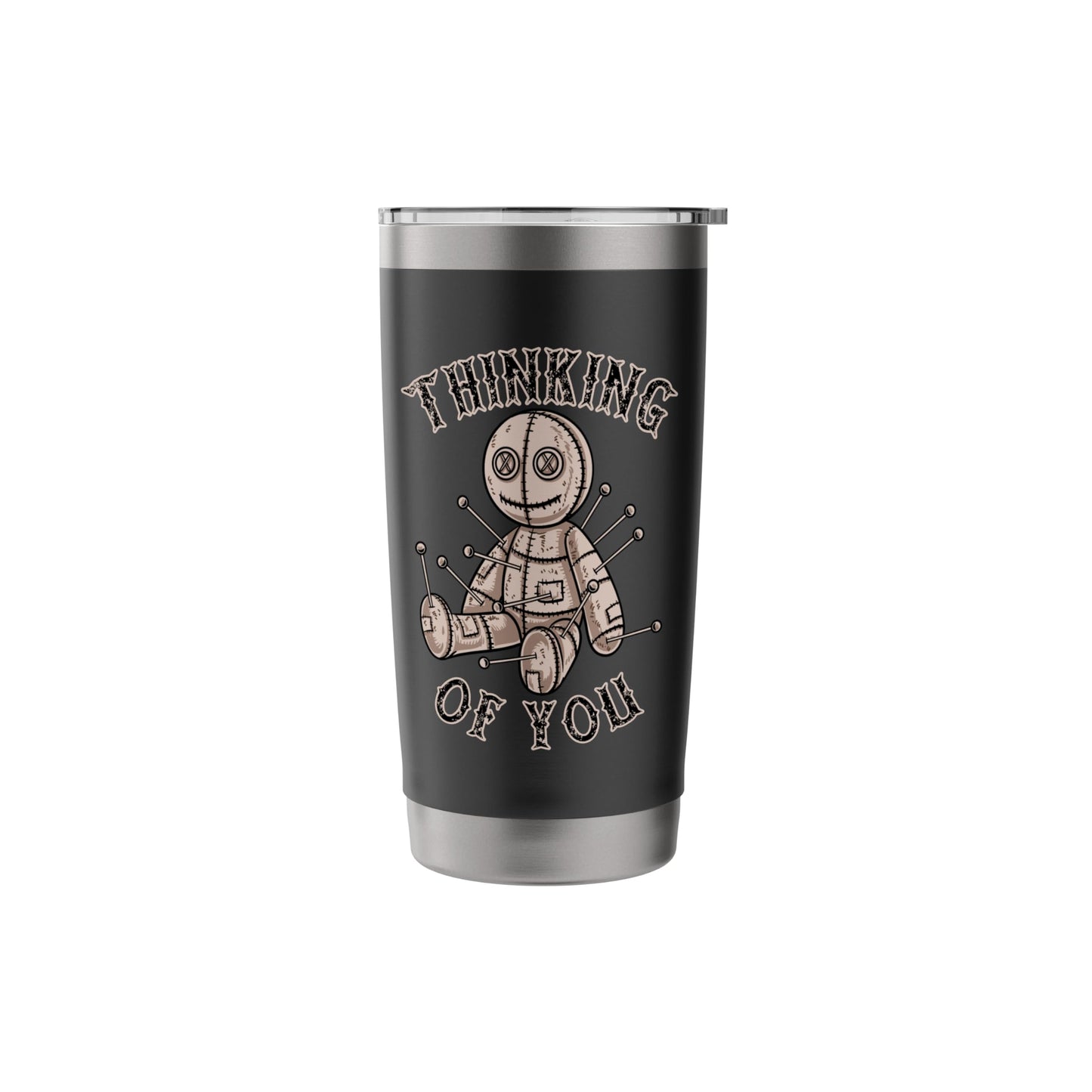 Halloween Voodoo Doll Thinking of You Funny Goth Humor Retro Stainless Steel Insulated Tumbler