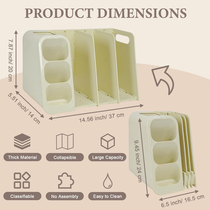 SAYEEC Collapsible Magazine File Holder Plastic Binder Holder for Desk Upright Desktop File Organizer with Pen Holder Vertical Folder Organizer Sturdy Magazine Book Rack Storage Box for Office Home
