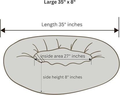 Organic Cotton Canvas Dog Bed: Removable Cover, Natural Fill - Made in USA (Cow Print Brown White, Large 35" x 8" inches)