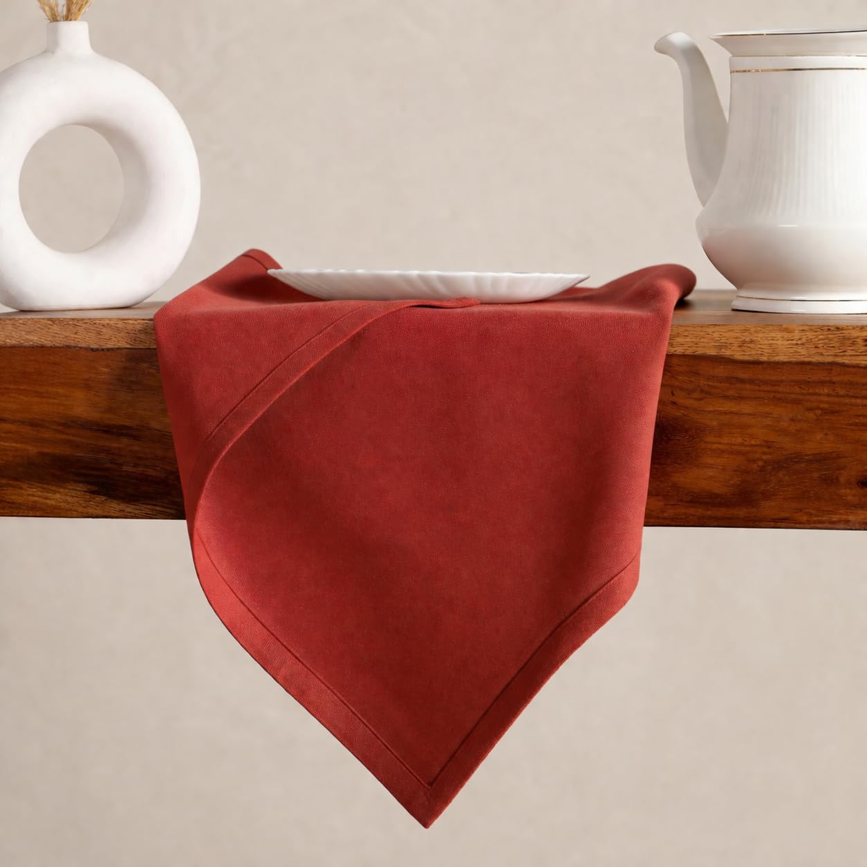 LANEPORTIA Cloth Napkins Set of 12 Solid Dinner Napkins 18x18 Inch, 100% Cotton, Soft Absorbent Reusable Washable Durable Napkin, Decorations, Restaurant, Wedding & Table Décor, Everyday Use - Rust