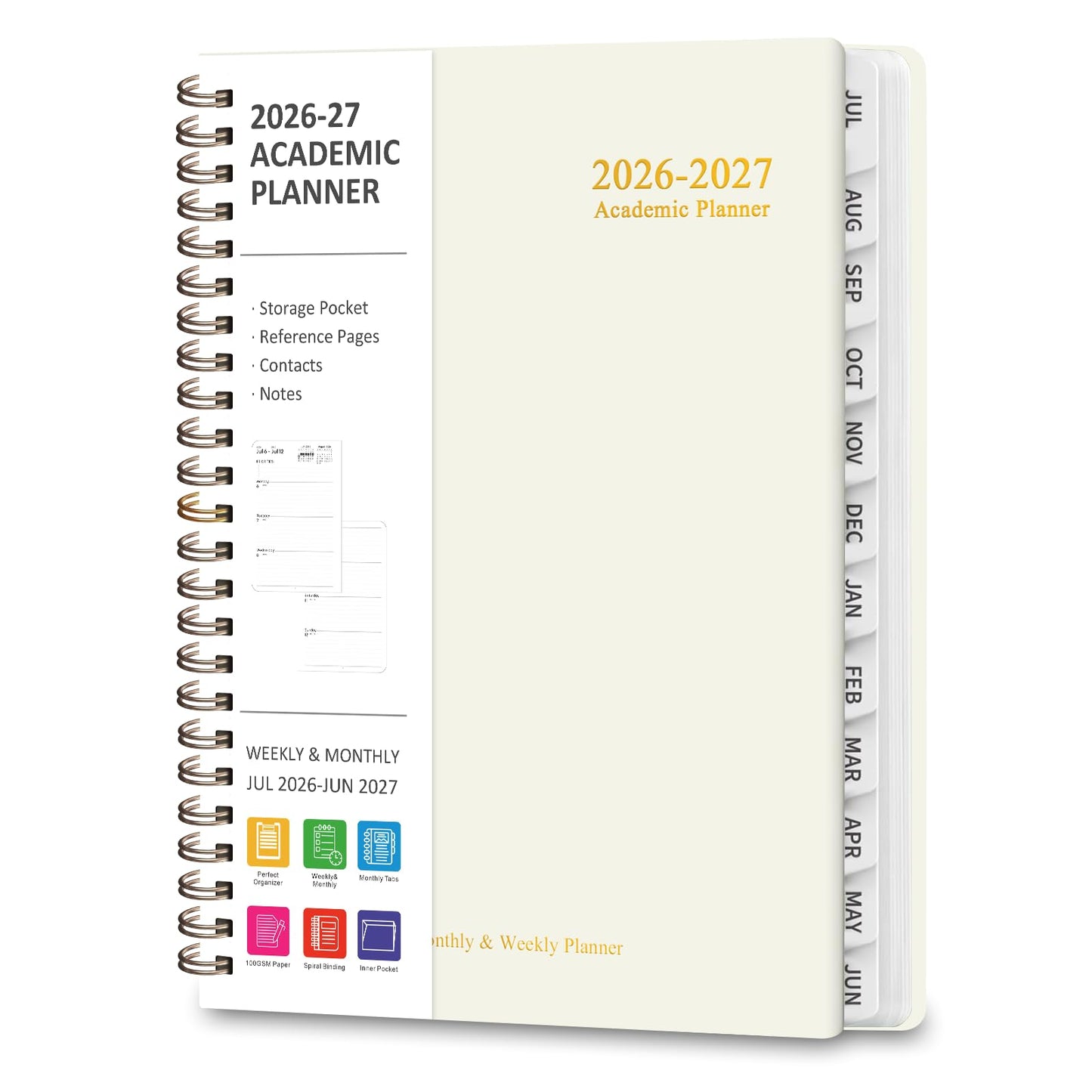 Planner 2026-2027, Weekly and Monthly Academic Planner, July 2026 - June 2027, Hardcover Calendar Agenda Book for School Year Planning, School Supplies for Teacher and Student, A5(6.3'' x 8.5'')