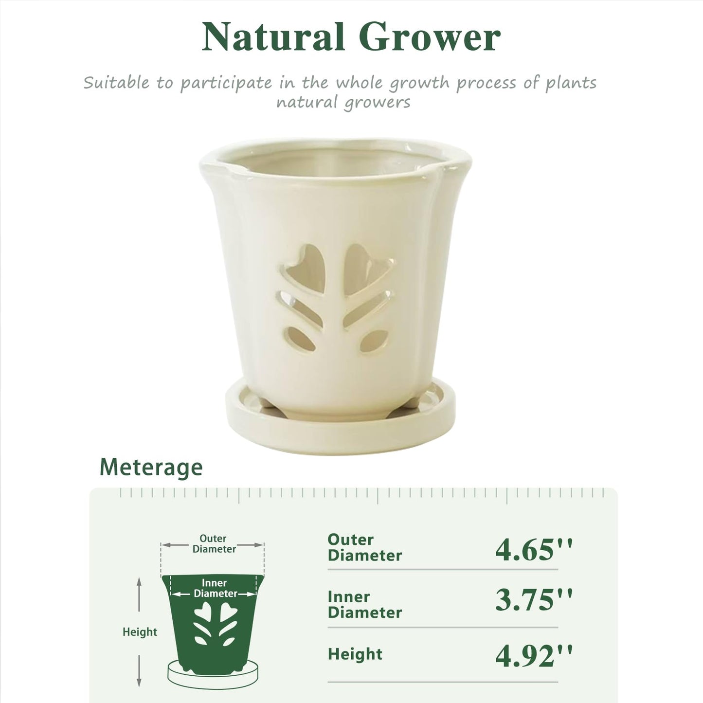 pavtner Ceramic Orchid Pot 4 Inch, Orchid Pots with Holes, Orchid Pot for Repotting, Beatiful Ice Cracked Glaze Ceramic Plant Pot, Perfect Home for Your Orchids.(White)