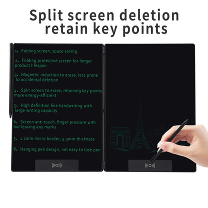 LCD Writing Tablet for Adults, Amoretti Sonnet 14.3 inch Foldable Electronic Writing Pad - Ultra-Slim Reusable Digital Notepad with Fine Lines, Bezel-Free Doodle Board for Office Home School