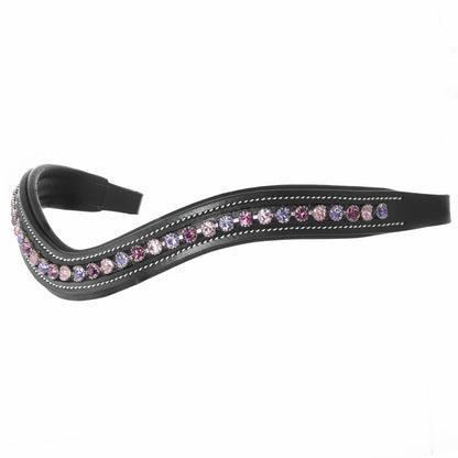 Exion Curved Crystal Horse Browband for English Bridles– Padded Bling Equestrian Browband for Dressage & Show– Fuchsia, Light Rose, Tanzanite Crystal Browband for Horses