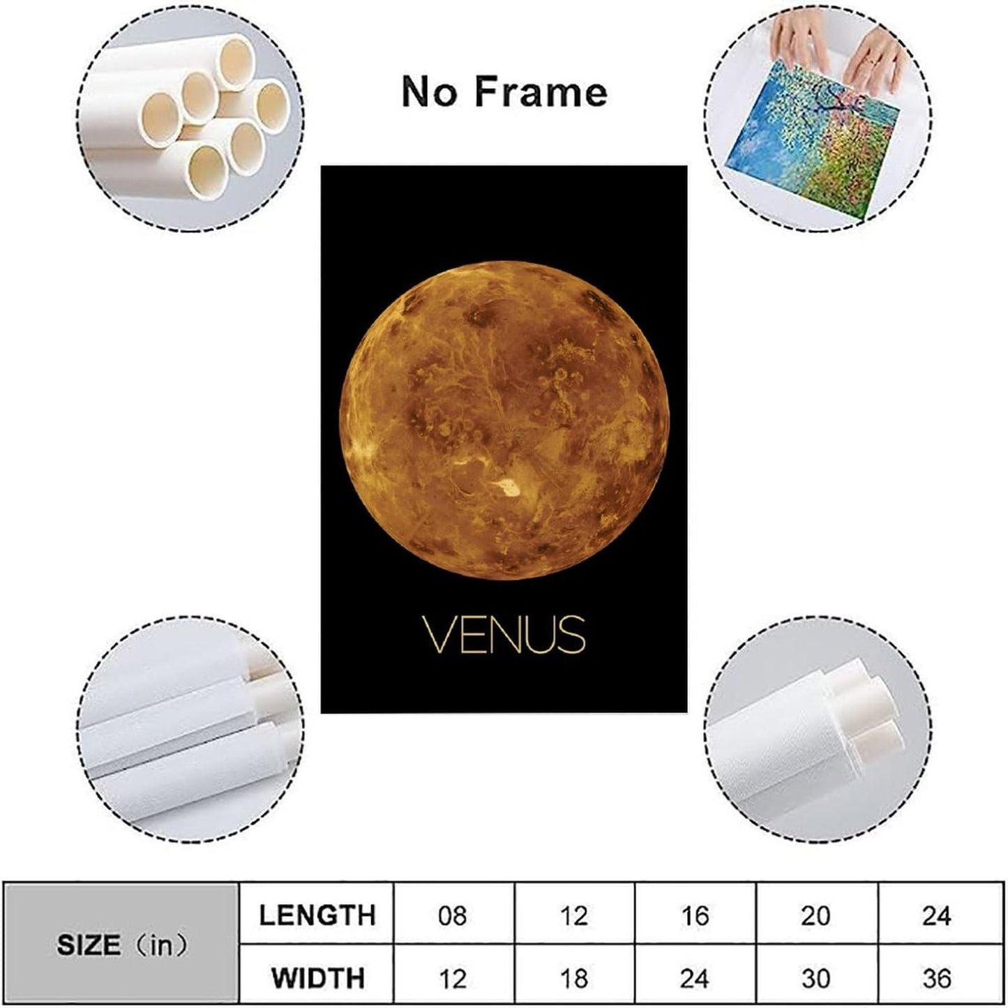 XIAOLOUTINYU Solar System Canvas Wall Art - Venus Planet Space Poster for Kids Room Bedroom Classroom, STEM Educational Astronomy Decor, Science Gift for Boys Girls Teens, 16x24 Inch Unframed