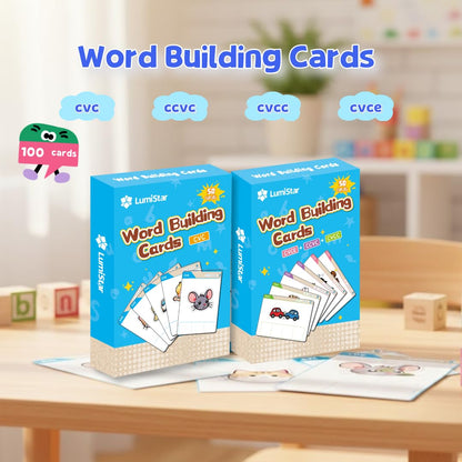 Magnetic CVC Letter Cubes Writing Boards Set. 32 Magnet ABC Blocks, 2 Magnetic Spelling Boards, 100 Word Building Cards, CVC/CVCC Literacy Spelling Reading Alphabet Manipulative Phonemic Awareness