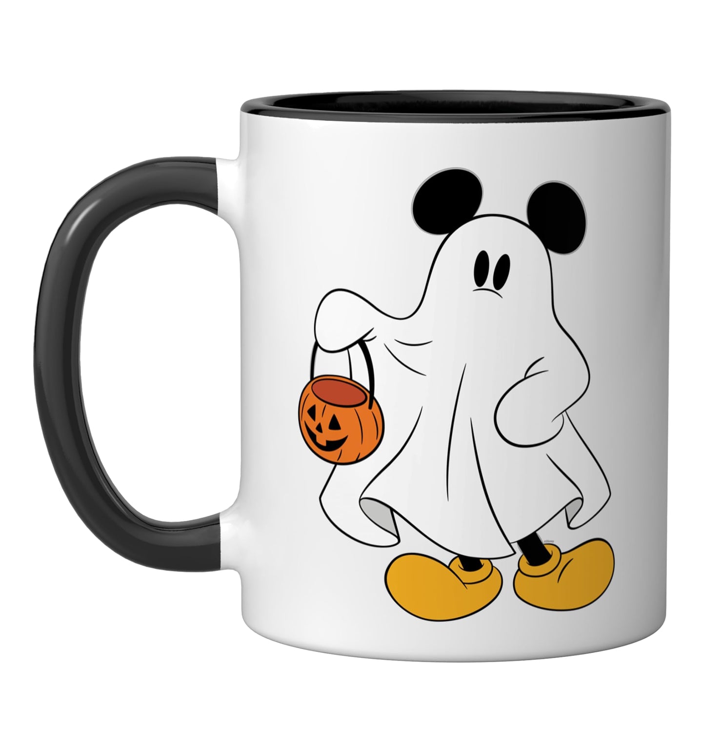 Disney Halloween Mickey Mouse Ghost Costume Trick-or-Treat Ceramic Mug, Black/White