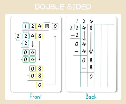 Set of Dry Erase Multiplication and Division Practice White Board, 8" x 12" 2-Digits Mathematics Board with a 4" x 2.5" Multiplication Chart Board for Kids Students, Classroom and Home