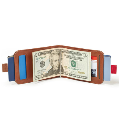 Distil Union Wally Bifold 5.0 Slim Bifold Wallet for Men – Minimalist RFID Leather Wallet with ID Window, Pull Tab Card Holder & Money Clip - Holds 14 Cards & 30 Bills - Brown
