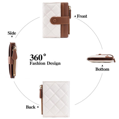 GAEKEAO Small Wallet for Women Bifold Leather RFID Blocking Credit Card Holder Wallets Zipper Pocket Coin Purse with ID Window