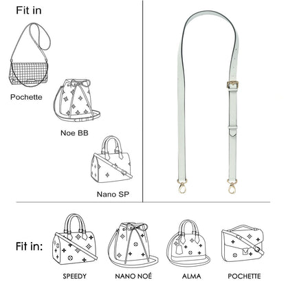 GOXTECH GOXTECHGenuine Leather Purse Strap Replacement Crossbody Handbag Long Adjustable（White-shoulder strap