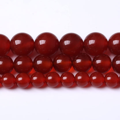 36PCS 10MM Beads Natural Red Agate Round Loose Semi-Precious Gemstone Round Loose Beads for Jewelry Making 15Inch