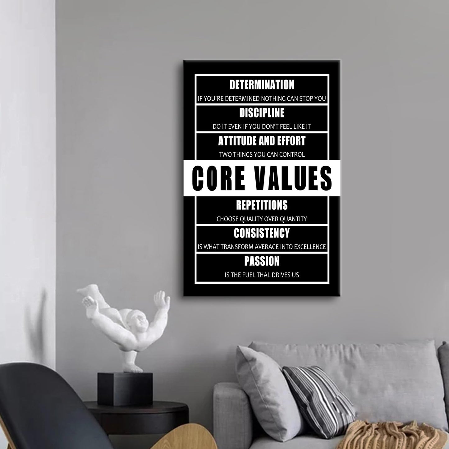 Inspirational Entrepreneur Quotes Core Values Motivational Wall Art Poster Print on Canvas Modern Positive Theme Picture Artwork for Living Room Office Gym School Stretched and Framed [24''Wx36''H]