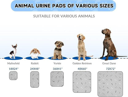 Sunheir Washable Pee Pads for Dogs Large 24" x 72" 2-Pack Reusable Puppy Pads Pet Training Pads, Absorb Dog Mats, Whelping Pad, Non-Slip Protects Against Urine Leakage,Runner Rug (Leaves - Light Grey)
