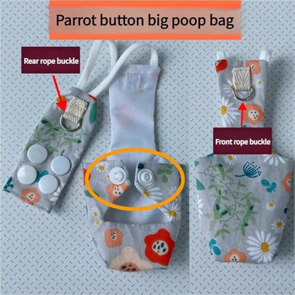 Snap-Closure Parrot Diaper Flight Suit for Cockatiels, Lovebirds & Medium Birds Cotton Washable Escape-Proof Harness with Leash Set(Blue Monk Model+1 Meter Rope)
