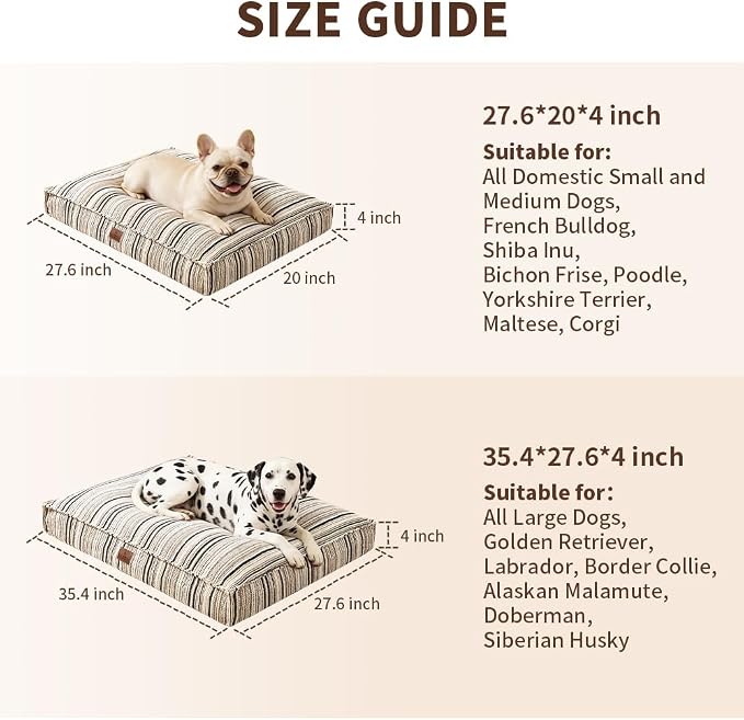 SOMAHE 4 Inch Orthopedic Dog Bed for Crate, 35 x 27 Inch, Coffee Chenille | Washable Removable Cover, Waterproof Inner Liner, Non-Slip Bottom, Orthopedic Dog Crate Mattress for Medium & Large Dogs