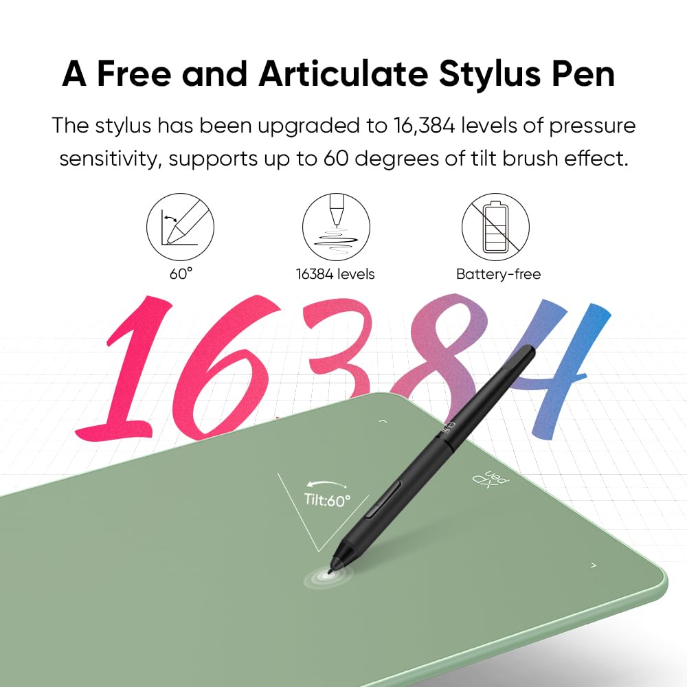 XPPen Deco 01 V3 10x6 Drawing Tablet | 16K Pressure Pen | Battery-Free Stylus | 8 Hotkeys | for OSU Gaming & Teaching | PC/Mac/Android/ChromeOS Compatible | Green