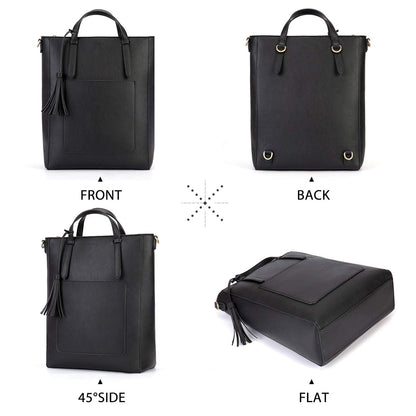 ECOSUSI Tote Bag Convertible Backpack Purse for Women Vegan Leather Handbag Multifunction Shoulder Bag for 14", 13L