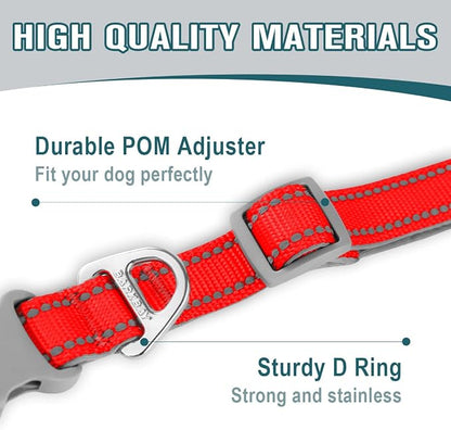 Dog Collar for Medium Small Large Dogs Reflective with Leash,Collar and Leash for Dogs,Soft Neoprene Padded 2 Pack(Red,S)