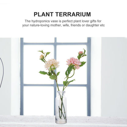 HOODANCOS Glass Hydroponic Plants Vase Ocean Blue Small Mouth Glass Desktop Planter Terrarium Home Decoration