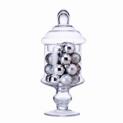 Stella Baic Clear Glass Apothecary Jar, Glass Candy Jar with Lid, Classic Footed Glass Jar, Elegant Decorative Jar (Height: 12", Diameter: 6")