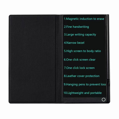 LCD Writing Tablet for Adults, 6.5 Inch Fine Tip Digital Notepad – Thin Lines, No Palm Marks, Lock Screen, Reusable Erasable Writing Pad with Leather Case & Hanging Pen for Office Home School