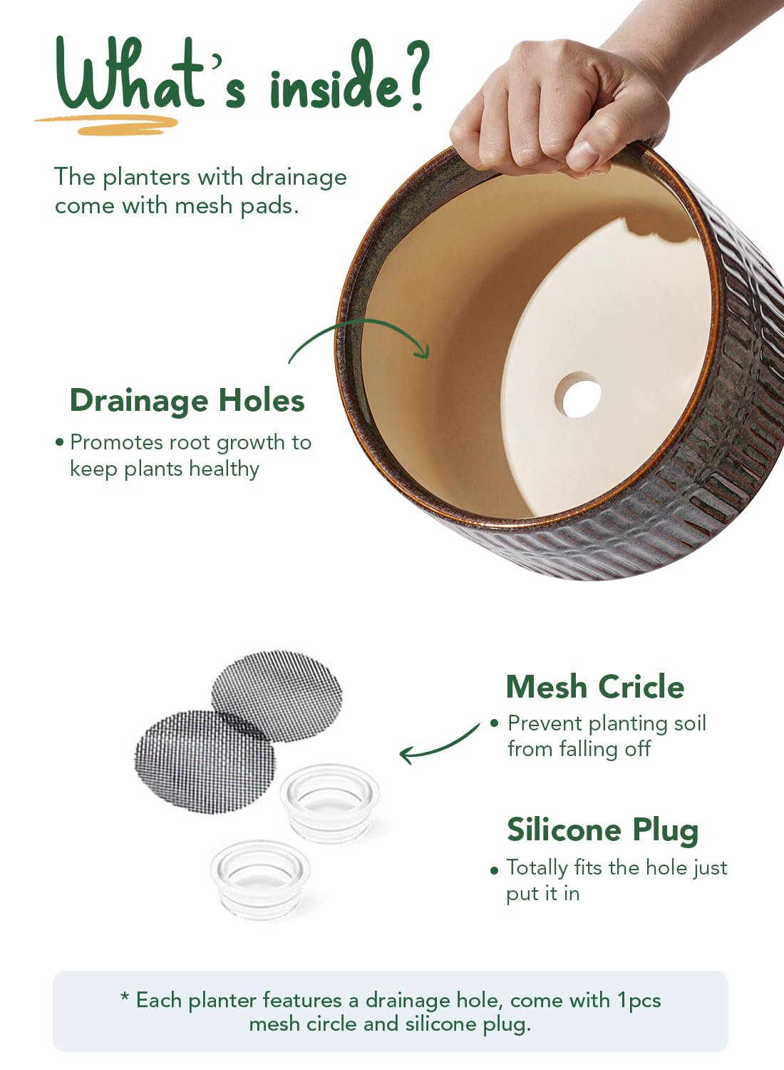 LE TAUCI Succulent Pots, 6.5+8 Inch Ceramic Pots for Plants Indoor, Shallow Round Succulent Planters with Drainage Hole, Set of 2, Reactive Glaze Black