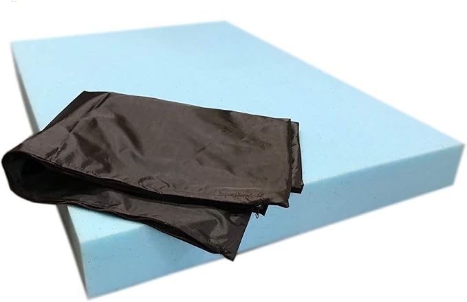 High Density Solid Blue Cooling Gel Infused Memory Foam Pad Dog Pet Bed + Internal Waterproof Cover (55x37x4 Inches)