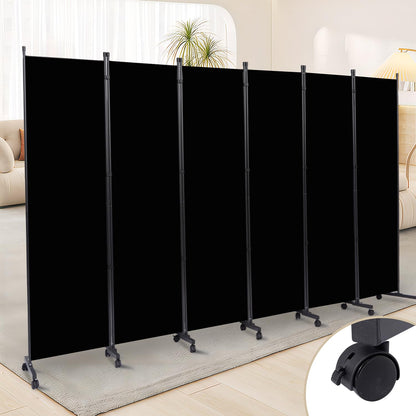 Room Divider Large 6 Panel Privacy Screen,Portable Room Partition on Wheels