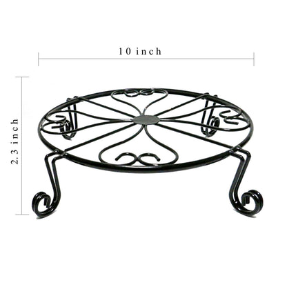 NSYOOMH 2 pack 10" Rustproof Black Metal Plant Stands Heavy Duty Plants Holder Outdoor Indoor, Round Wrought Iron Sturdy Flower Planter Pot Stand, Corner Gardening Inside Potted Plant Risers - 10Inch