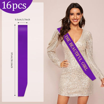 16 PCS Plain Dark Purple Senior & Miss Congeniality Sashes for Pageants