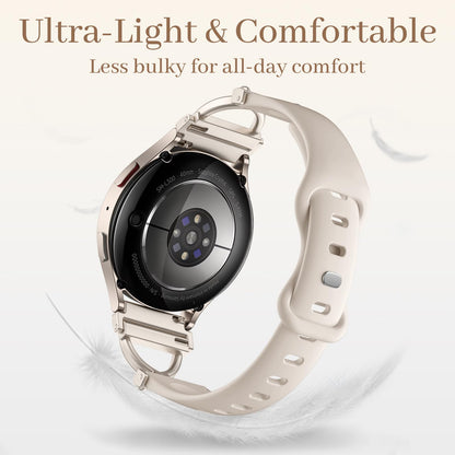 Getino Slim Silicone Bands Compatible with Samsung Galaxy Watch 7 Band 6 5 4 FE 40mm 44mm/Galaxy Active 2, 20mm Watch Band Thin Skinny Charms X-Shaped Soft Sport Strap for Samsung Watch Bands Women