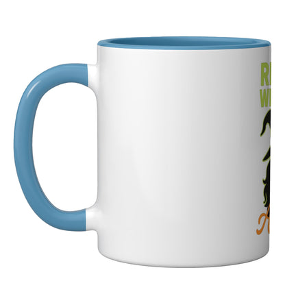Funny Halloween Drinking Trick or Tequila Spooky Squad Bar Ceramic Mug, Blue/White