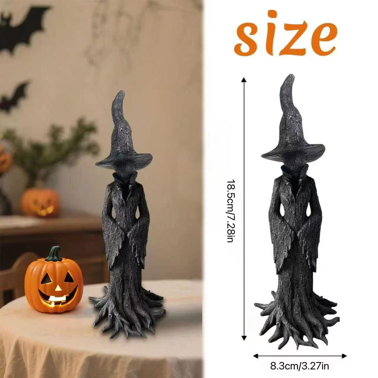 YDYRXBL Halloween Witch Statue - 7.28 Inch Hand-Painted Gothic Figurine, Resin Witch Figurine Dark Fantasy Figurines Halloweens Indoor Decorations