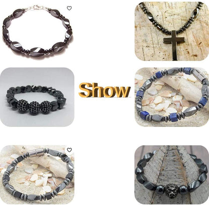 HAAMIIQII 50pcs 10mm Natural Black Hematite Loose Gemstone Beads Star Shape Spacer Stone Beads for Jewelry Making DIY Bracelets Necklaces Crafting