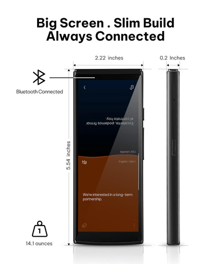 iFLYTEK AI Language Translator Device — 2-Year Free Global Data & Real-Time Voice Translation Device, HIPAA-Compliant, 60 Languages & 18 Offline Packs for Business and Travel, Black