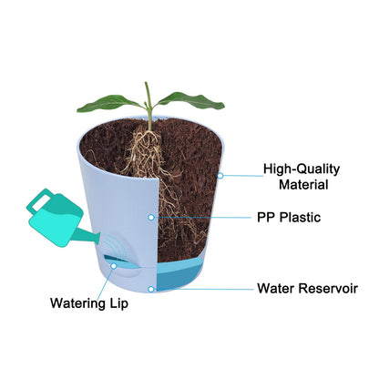 PATIKIL 4.5"/5.5" Plant Pots, Set of 2 Plastic Flower Planters with Drainage Hole and Removable Base Decorative for Home Garden Indoor Outdoor, Light Blue