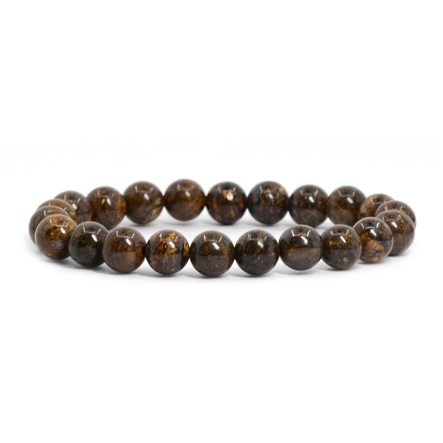 Justinstones Natural Bronzite Gemstone 8mm Round Beads Stretch Bracelet 7 Inch Unisex