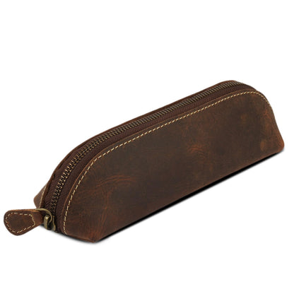 CestAntiQ Leather Zipper Pencil Case – Handmade Slim Pen & Marker Pouch, Small Pencil Organizer for Notebook, Office, Work & Travel, Premium Leather Tool Holder for Artists & Professionals