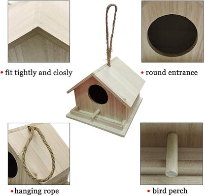 Bird Houses for Outside Bluebird Houses for Outdoors Hanging Wooden Birdhouse Hand-Painted Bird Nest Garden Patio Decor for Wren Swallow Sparrow Throstle Finch