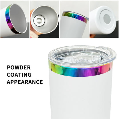 FunTrans 20 oz Skinny Tumblers Stainless Steel Tumbler with Lid and Straw Double Wall Vacuum Insulated Coffee Mug 20oz Powder Coated Cup for Hot and Cold Drinks(White,1 pack)