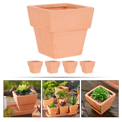 GANAZONO 5pcs Small Terracotta Pots Square Clay Pots Ceramic Flower with Drainage Holes Cactus Nursery Planter Succulent Terracotta Plant for Outdoor Indoor