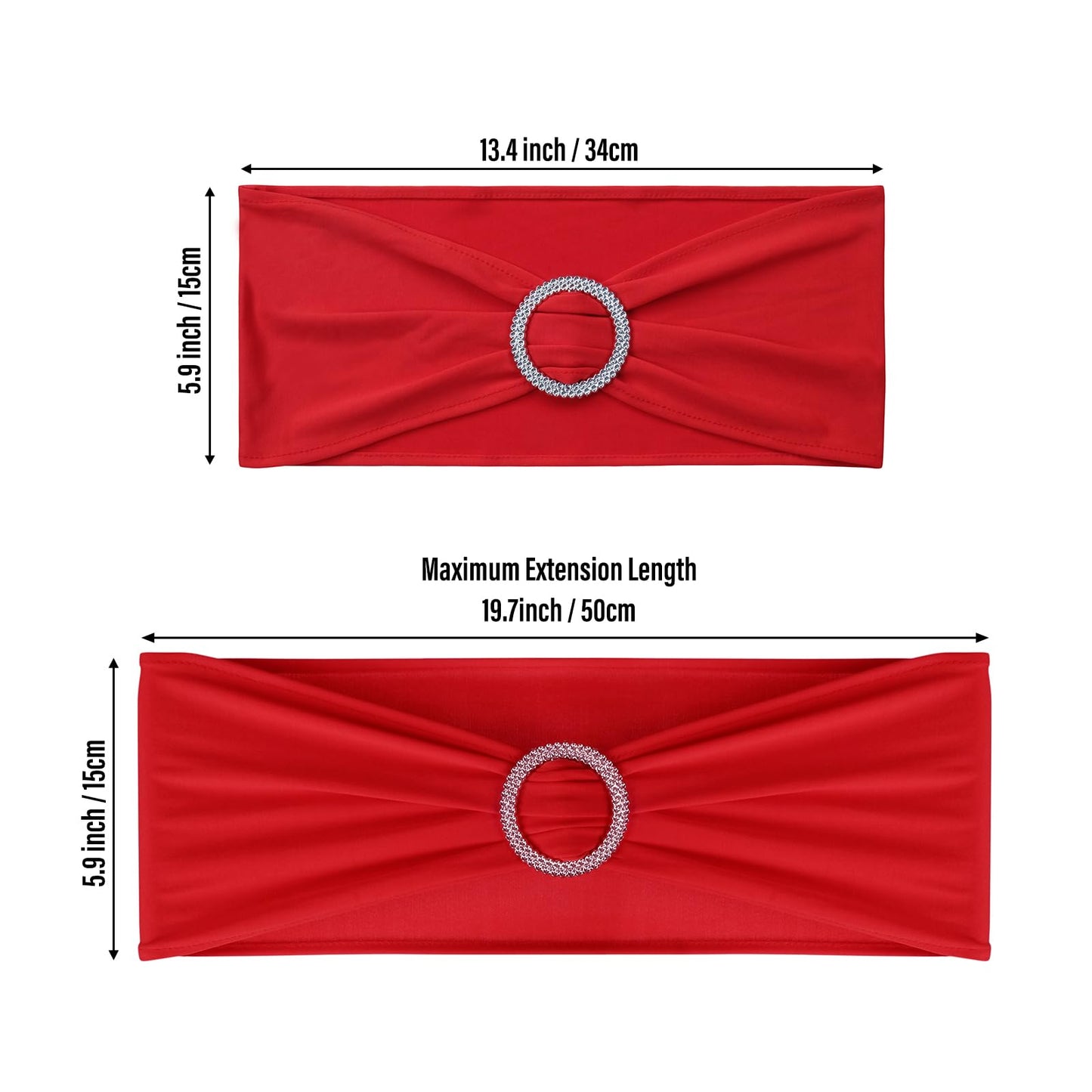 LEBENGURU Red Spandex Chair Sashes-30pcs Premium Stretch Bows with Buckle Slider, Universal Elastic Chair Bands for Wedding Party Banquet Decoration