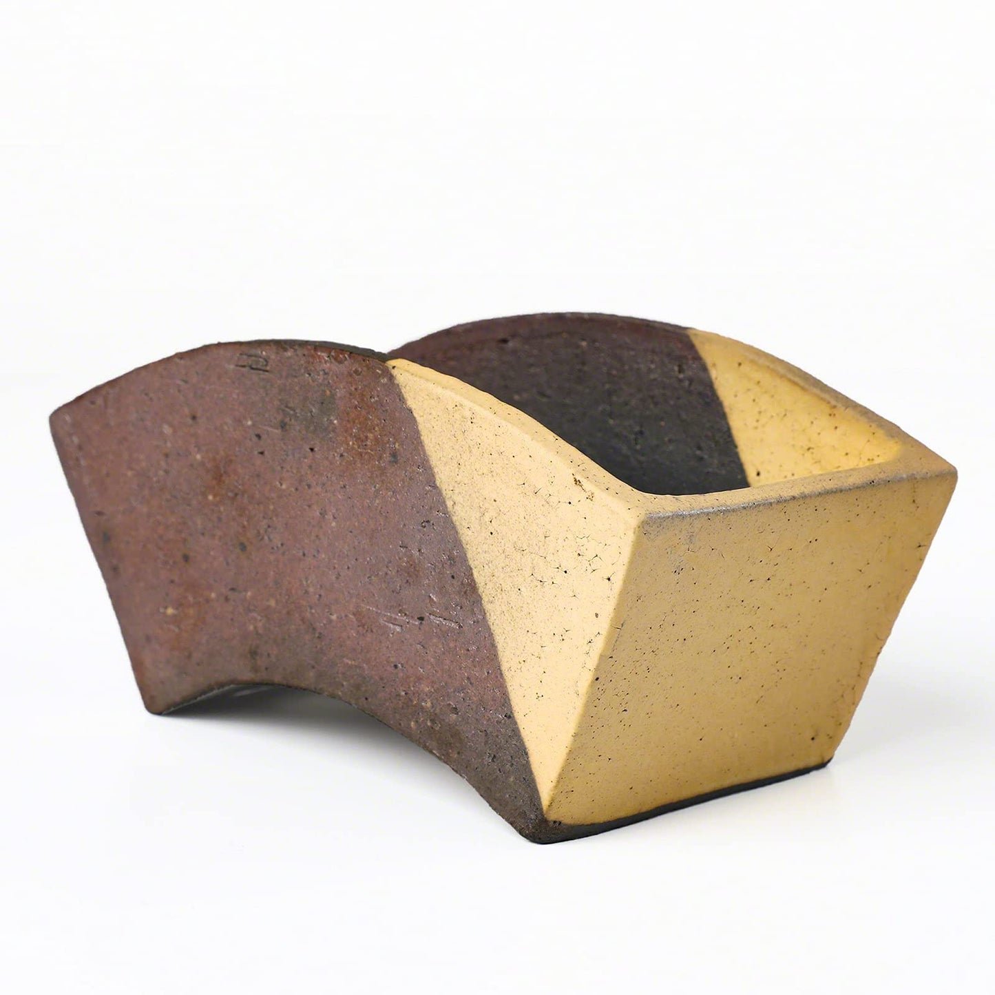 Wazakura Tokoname Series Handmade Fan Shaped Bonsai Pot with Drainage Holes 6.8 inch (174mm) Made in Japan, Artisan Ceramic Garden Container, Decorative Flower Planter - Fan Shape