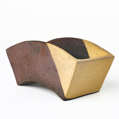 Wazakura Tokoname Series Handmade Fan Shaped Bonsai Pot with Drainage Holes 6.8 inch (174mm) Made in Japan, Artisan Ceramic Garden Container, Decorative Flower Planter - Fan Shape