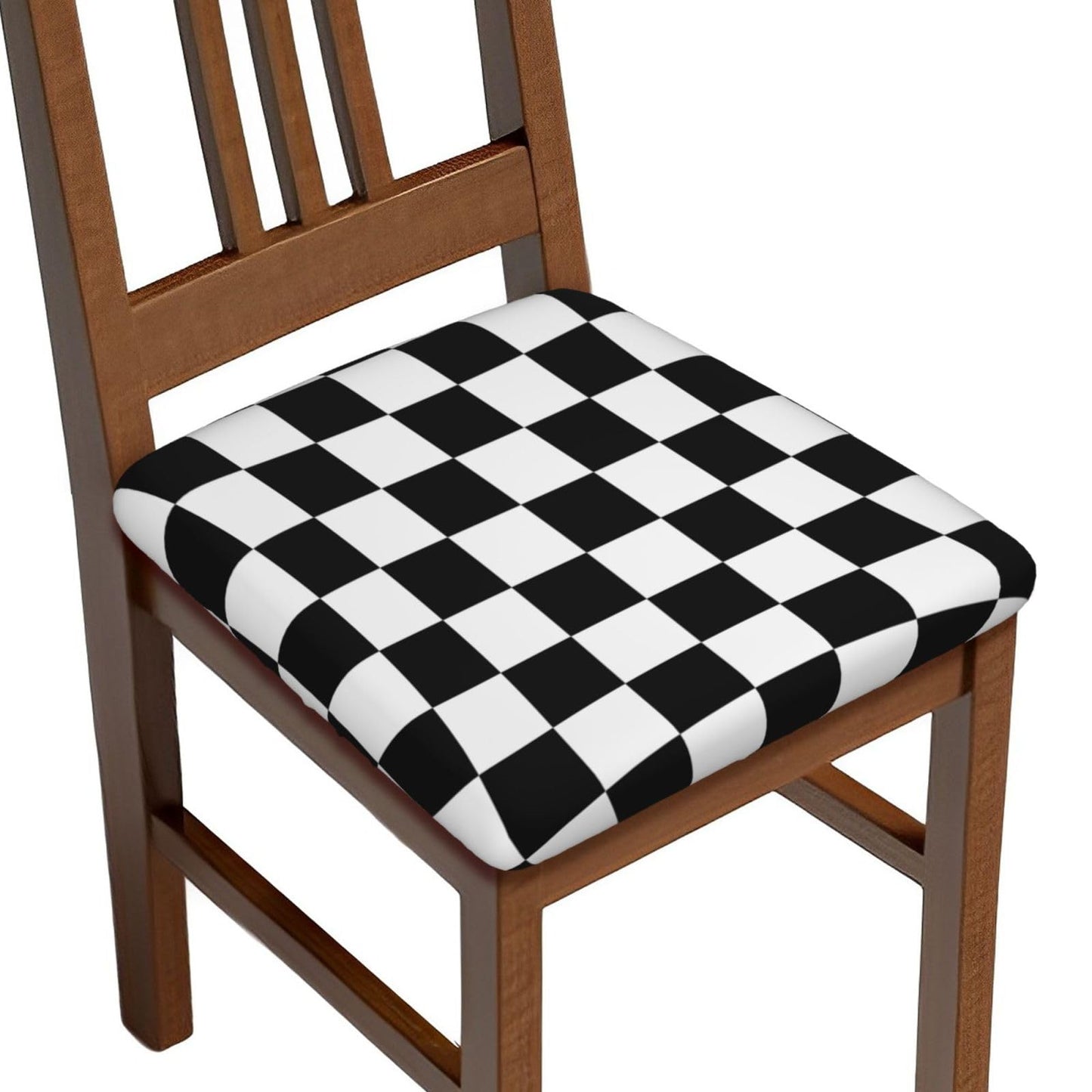 Yakelo Seat Covers for Dining Room Black and White Checkered Chair Seat Slipcovers Kitchen Chair Covers Removable Washable Stretch Dining Chair Covers 4 Pcs